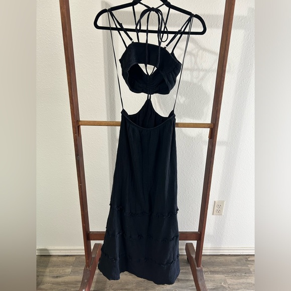 Peach Love California Black Cut-Out Maxi Dress Smock Top Size Small - Picture 4 of 8